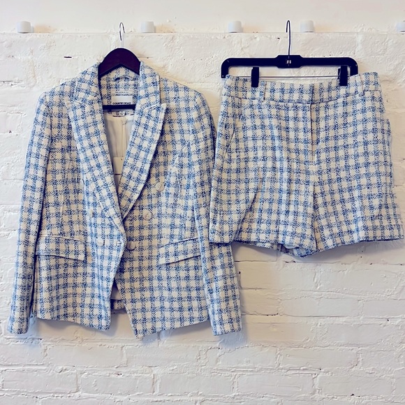 COUNTRY ROAD- Check Blazer And Short Set - Sky Blue - Picture 1 of 9